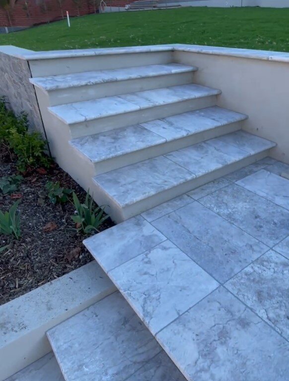 Marble tiled outdoor steps with expert design near Penrith