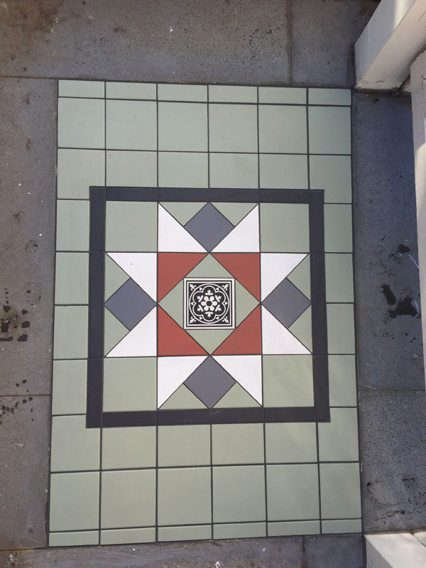 Victorian patterned tile work for an entryway in Penrith, showcasing local tilers' expertise